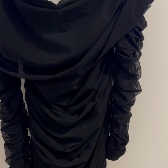 House of CB Black Ruched Mesh Dress – Timeless Elegance Meets Modern Drama - Picture 1 of 2
